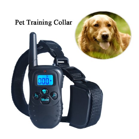 Collar for Dogs, Rechargeable and Waterproof Pet Training Collar with 300 meters LCD Remote and Safe Beep, 100 Level of Vibration and Static Shock Expandable for 2 Dogs