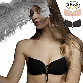 Adhesive Strapless Bra Pack - 2017 Sticky Backless Pushup Bra for Women(2-Pack)