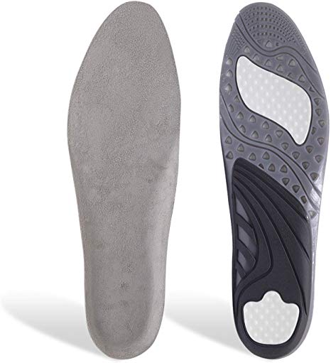 Massaging Gel Insoles, All-Day Shock Absorpting and Ventilated Shoe Inserts for Sports Walking Running, Comfortable Cushioning for Men and Women, Grey, L