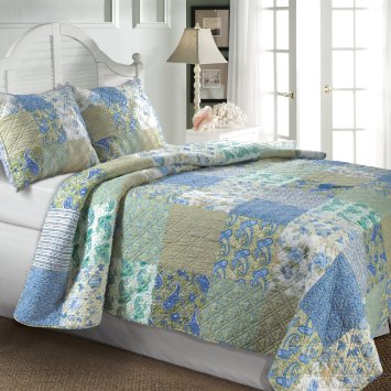 Greenland Home Vintage Jade 90-Inch by 90-Inch Full/Queen Quilt Set