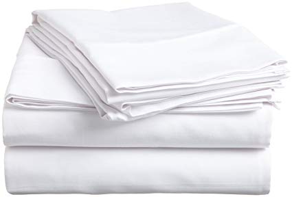 100% Premium Long-Staple Combed Cotton 400 Thread Count Queen 4-Piece Sheet Set, Solid, White