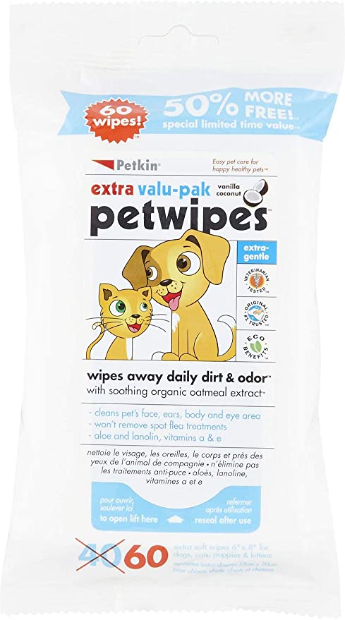 Petkin Petwipes Dogs and Cats(40 Wipes)