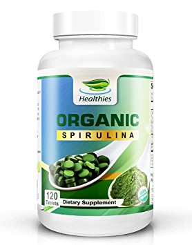 Healthies USDA Organic Spirulina Tablets 2000mg- The #1 Green Superfood That You’re Missing Out On! (120 Count, 30 Day Supply)