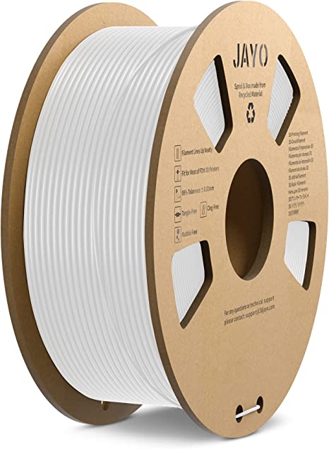 JAYO PLA 3D Printer Filament, 1.75mm PLA Printing Material Dimensional Accuracy /- 0.02mm, 1.1KG Spool Consumables Fit for FDM 3D Printers, PLA White