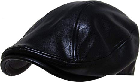 Men Genuine Newsboy Leather Hat Cap Gatsby Flat Golf Cabbie Made In USA