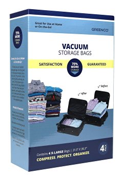 Greenco 4 Pack Space Saver Vacuum Seal Storage Bags, Extra Large Bags (31.5 X 39.3 Inches)