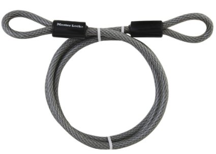 Master Lock 78DPF Heavy Duty Looped End Cable, 6 Feet Braided Steel, 3/8-inch Diameter