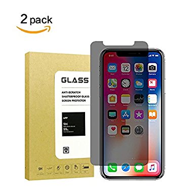For iPhone X Privacy Anti-Spy Tempered Glass Screen Protector[2-Pack], MaxDemo[3D Touch][9H Hardness][Anti-Scratch][Bubble Free]Tempered Glass Screen Protector For iPhone X