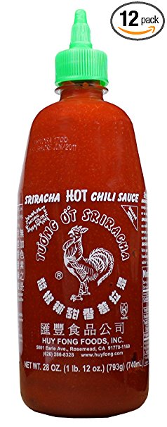 Huy Fong Sriracha Chili Sauce, 28-Ounce Bottles (Pack of 12)