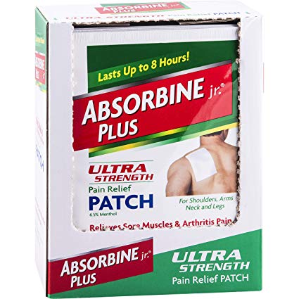Absorbine Jr. Ultra Strength Pain Relief Patch | Relieves Sore Muscles and Arthritis Pain | Up to 8 Hours of Pain Relief | Non-Greasy | 18 Count