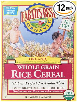 Earth's Best Organic, Whole Grain Rice Cereal, 8 Ounce (Pack of 12)
