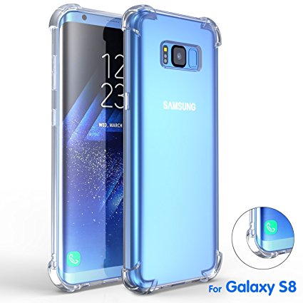 Samsung Galaxy S8 Case, Bovon Ultra Slim Crystal Clear Soft Gel TPU Bumper Case Anti Slip Back Protector Shock Absorption Transparent Cover Case for Samsung Galaxy S8 (2017)-(Clear)