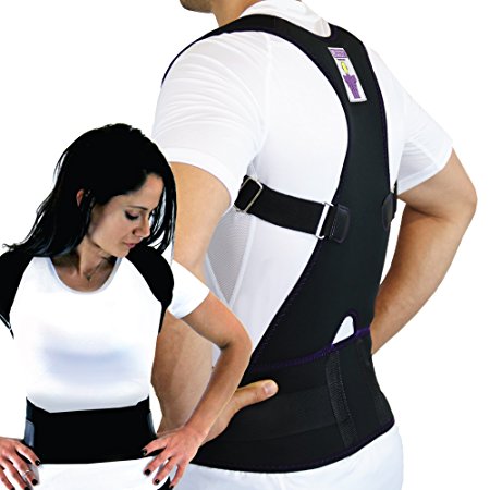 Everyday Medical Back Lumbar Support Brace, Best Shoulder Brace Posture Corrector For Women, Men, Senior and the Elderly, Fully Adjustable Improves Slouching, Back Pain & Thoracic Kyphosis - Medium