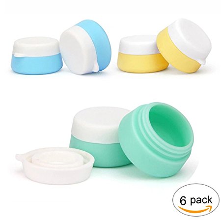 HAL Travel Silicone Cosmetic Containers With Sealed Lids Pack of 6, Soft Silicone - BPA Free, Great for Home and Outdoor (10ml)