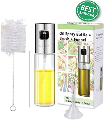 NEWFIT Oil Sprayer Olive Oil Spray Bottle Vinegar Bottle Oil Dispenser for BBQ, Making Salad, Cooking,Baking, Roasting, Grilling, Frying (Oil sprayer  Tube Brush Funnel)