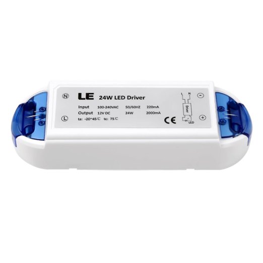 LE 24W Power Adaptor, 2A Max, 100-240V to 12V, LED Driver, Transformer for 12V AC/DC Bulbs, Power Supply for any 12V Products