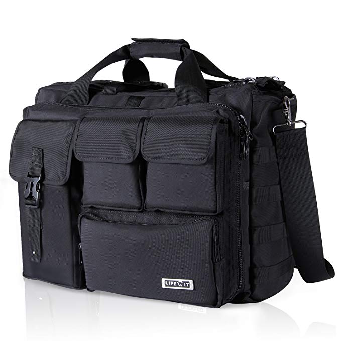 Lifewit 17.3" Men's Military Laptop Messenger Bag Multi-Functional Tactical Briefcase Computer Shoulder Handbag, Black