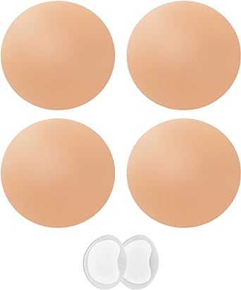 Bafully Women Silicone Nipple Covers 2 Pairs Breast Pasties Reusable Adhesive Invisible Silicone Cover for Backless Dress