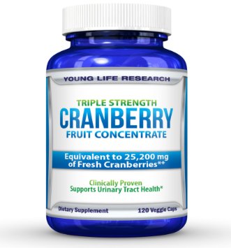 Cranberry Pills - PACRAN Extract - Triple Strength Equal to 25,200 mg Cranberries - 120 Soy-Free Non-GMO Vegetarian Capsules - Supports Urinary Tract Health (UTI)