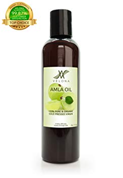 100% Organic AMLA Oil by Velona | All Natural Clear Carrier Oil for Hair Growth, Body, Face & Skin Care | Extra Virgin, UNREFINED, Cold Pressed | Size: 4 OZ