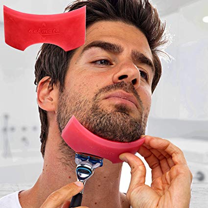 Nekmate (Front Version) Beard Neckline Shaving Template and Trimming Guide | Cut, Trim, or Shave a Jawline | Beard Shaping Tool for Straight Lines by your Neck and Throat | Skin Safe Silicone