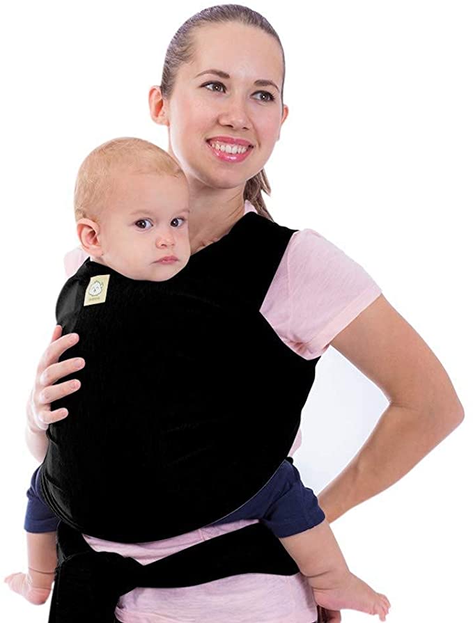 Baby Wrap Carrier - All in 1 Stretchy Baby Sling - Ergo Carrier Sling - Baby Carrier Wrap (Trendy Black)