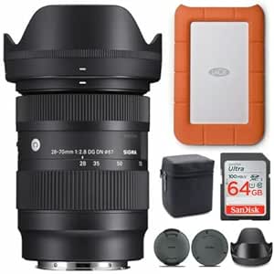 Sigma 28-70mm f/2.8 DG DN Contemporary Lens for Sony E Bundle with Rugged Mini 1TB External Hard Drive and 64GB SD Card (3 Items)