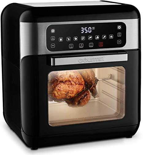 Gourmia GAF678 7-Qt All-in-One Digital Free Fry Air Fryer Oven with Dehydrator & Rotisserie | Oil-Free Healthy Cooking | 10 Cook Modes | Glass Viewing Window | Accessory Kit Included | Free Recipe Book Included