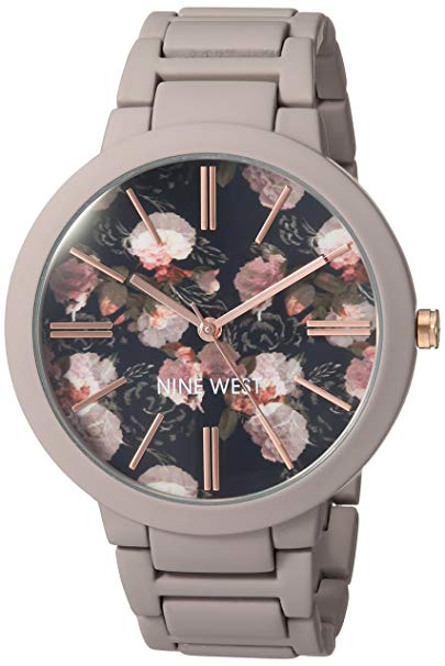 Nine West Women's NW/2096BKGY Matte Mauve Rubberized Bracelet Watch