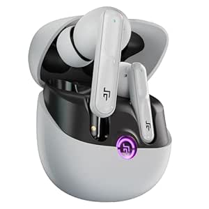 CrossBeats Sonic 3 TWS Ear Buds 30dB Hybrid ANC Bluetooth Earphones 40ms Low Latency Gaming Buds with Quad Mics 60hr Playtime13mm Graphene Drivers IPX5 Rating Type-c Fast Charge Hall Switch (White)