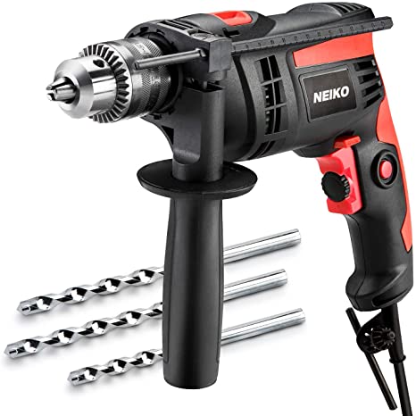 Neiko 10503A 6.0 Amp Corded Hammer Drill, 1/2-Inch Chuck, 2,800 RPM | Metal, Wood, Masonry | Variable Speed