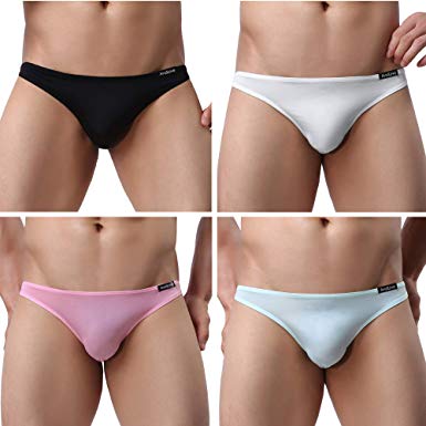 Avidlove Men Underwear Low Rise Briefs Solid Stretch Hip Bikinis 4 Packs