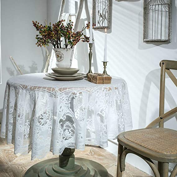 Sourcemall Floral Lace Tablecloth, Table Cover for Dinning Room Kitchen Banquet,100% Polyester, Machine Washable