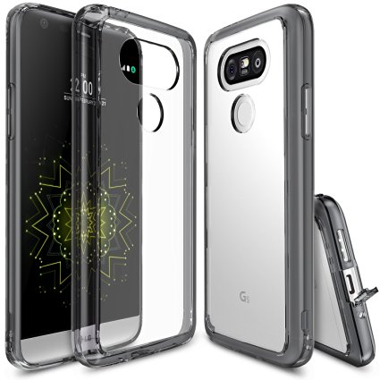 LG G5 Case, Ringke [FUSION] Crystal Clear PC Back TPU Bumper [Drop Protection/Shock Absorption Technology][Attached Dust Cap] Raised Bezels Protective Cover For LG G5 2016 - Smoke Black