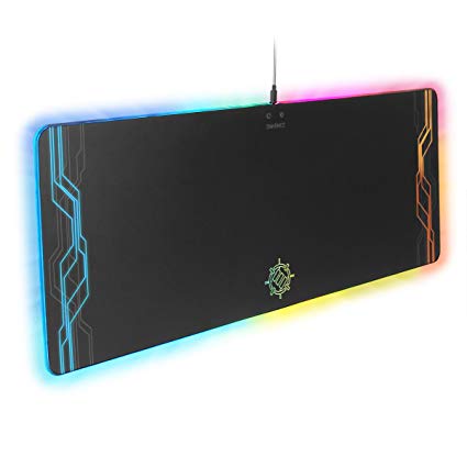 ENHANCE Extra Large LED Gaming Mouse Pad - Hard XXL Desk Mat with 7 RGB Color Modes, High Speed Tracking Surface, Recessed Lighting Controls & Transparent Decals - Extended Pad for Pro Esports