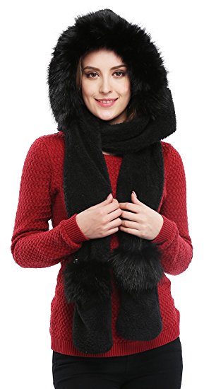 Soft Winter Warm Hooded Scarf Headscarf Neckwarmer Hoodie Hat