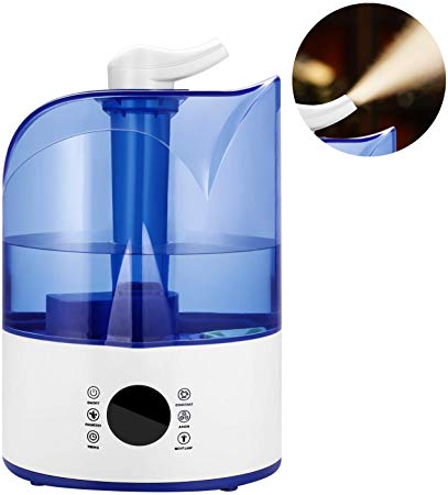 Ultrasonic Cool Mist Humidifiers-3.5L Large Capacity Vaporizer, 360°rotatable Twin Nozzle with Timer, Anion Generator, Variable Mist Control, Waterless Auto Shut-Off Whole House Humidifiers