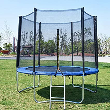 JRSOKO Kids Adults Trampoline with Enclosure Net, High Elasticity Trampoline with Safety Enclosure - Indoor or Outdoor Trampoline for Kids, Durable Stand Net Go Outside The Poles