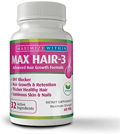 Maximize Within Max Hair-3 Advanced Hair Growth Formula,for Longer, Stronger, Healthier Hair-Scientifically Formulated with Biotin, Keratin, Bamboo for Beautiful Hair, Glowing Skin and Strong Nails