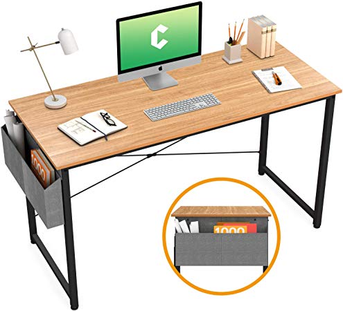 Cubiker Computer Desk 47" Home Office Writing Study Desk, Modern Simple Style Laptop Table with Storage Bag, Natural