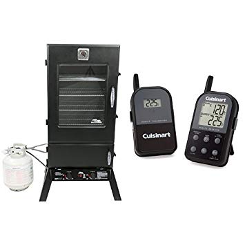 Masterbuilt 20050614 Propane Smoker, 44-Inch, Black with Cuisinart Thermometer