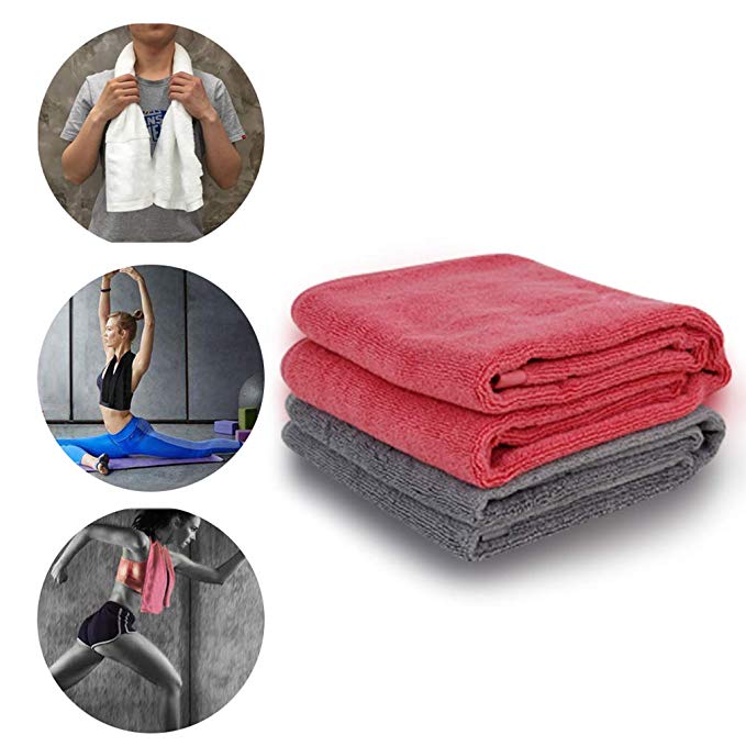 NIcool Sports Towel, 43"x13.75" Cotton Fabric Gym Towel for Workout, Fitness, Yoga, Pilates, Travel, Camping, Beach, Multi-Purpose, Antibacterial and Quick-Dry