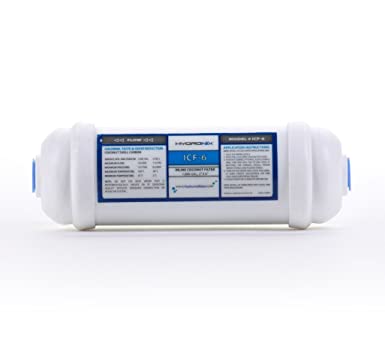 Hydronix ICF-6 Inline Reverse Osmosis Post, Fridge & Ice Coconut GAC Water Filter 2 x 6, 1000 Gal, 1/4" NPT Ports
