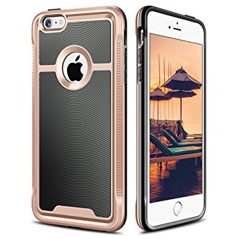 iPhone 5S Case, iPhone 5 Case, HoneyAKE Hybrid Dual Layer Armor Defender Slim Case Flexible Hard PC Bumper & Rugged Back ShockProof Protective Durable Cover For iPhone 5S/5/SE-Rose Gold