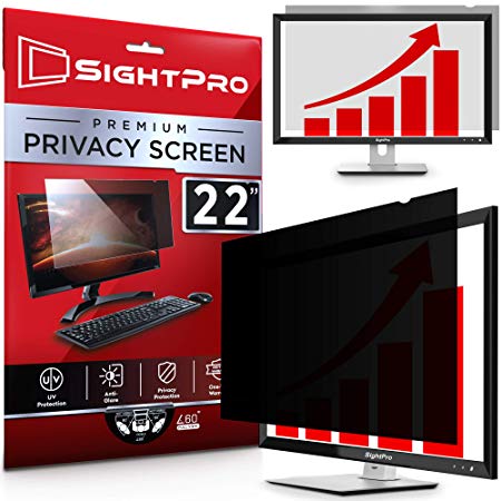 SightPro 22 inch Computer Privacy Screen Filter (Black) - Privacy Protector for 22" 16:10 Widescreen Monitor