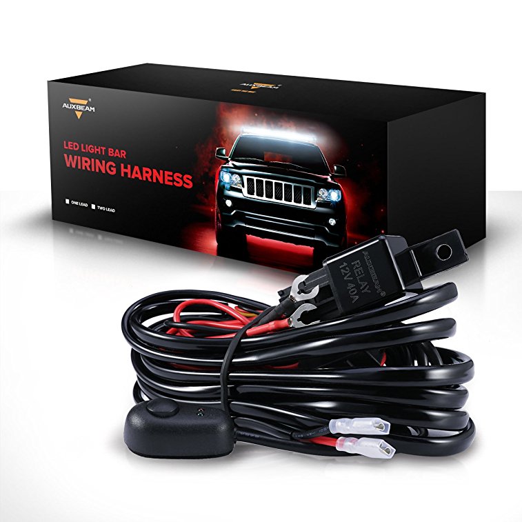 Auxbeam Wiring Harness Kit for LED Light Bar with Fuse 40A Relay ON/OFF Switch (1 Lead Universal)