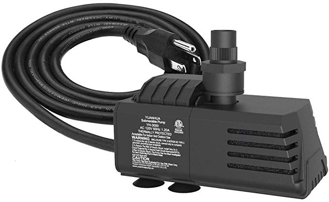 Submersible Water Pump 11.5ft Power Cord 1100GPH Ultra Quiet Pump with Dry Burning Protection for Fountains, Hydroponics, Ponds, Statuary, Aquariums & More …