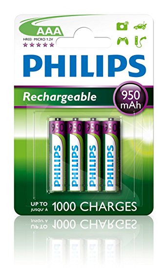 Philips Rechargeable Battery AAA - 1000mAh (4 Batteries)