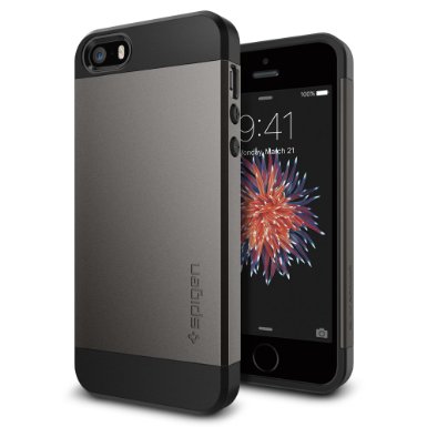 iPhone SE Case, Spigen® [Slim Armor] [Gunmetal] Dual Layer Slim Protective Case for Apple iPhone 5 / 5s / iPhone SE (2016) - 041CS20175