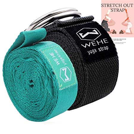 WEHE 2 Pack Stretch Straps Exercise Bands Yoga Physical Therapy Carrying Fitness Set, with Adjustable Flexibility Multi Loops Stretching Belt | Bonus eBook Included